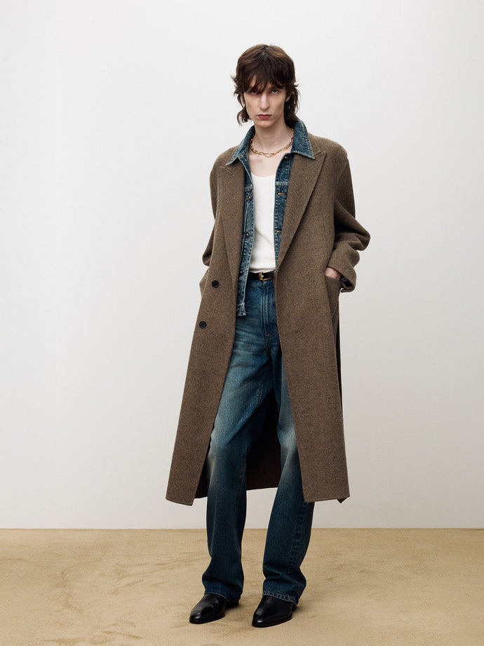 Tonywack - Hand-Made Wool And Camel Belted Coat (Melange Dark Camel) product image 4 | TRAB K-Fashion Australia