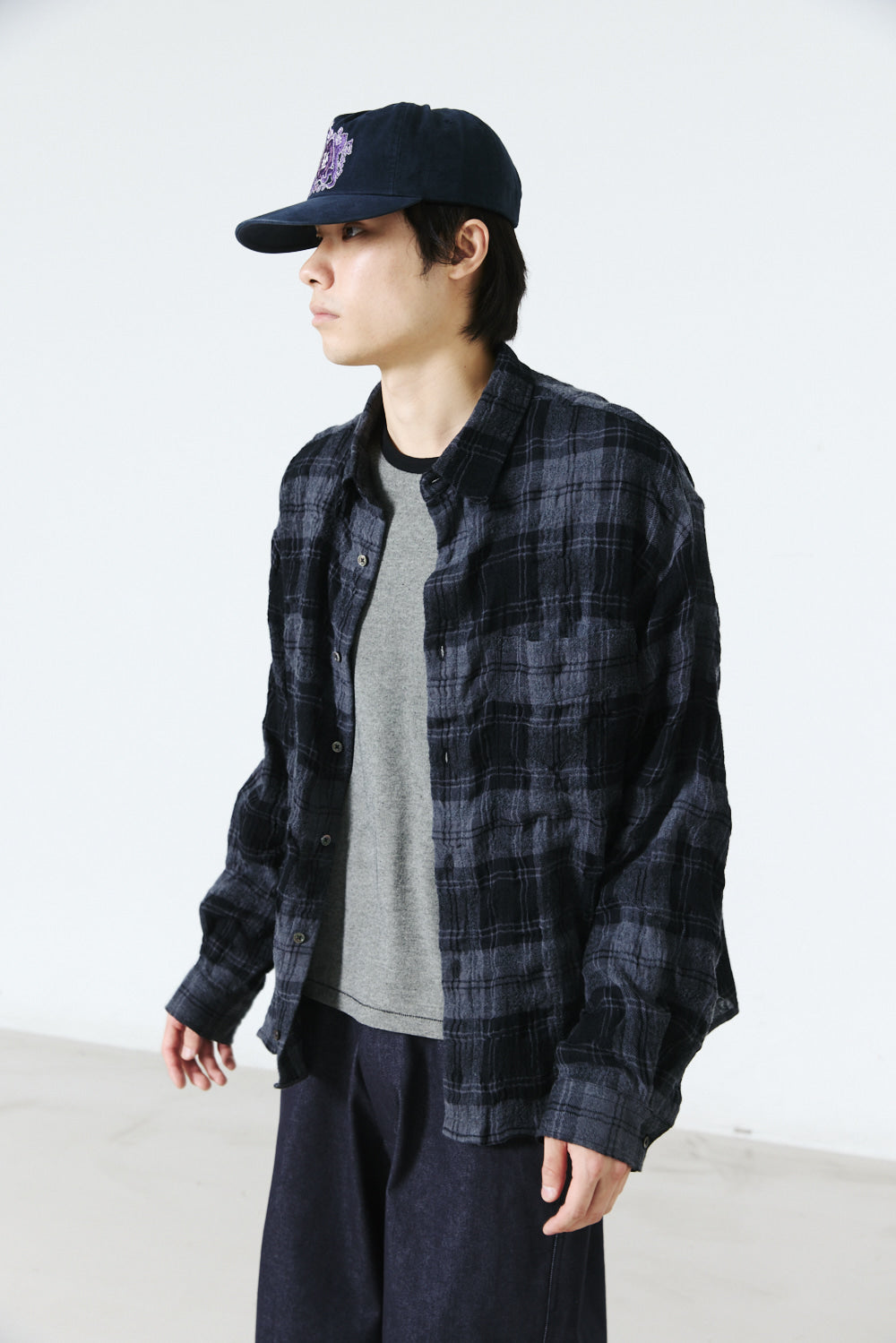 Hatchingroom - Crop Shirt Gauze Wool Check (Charcoal) product image 12 | TRAB K-Fashion Australia