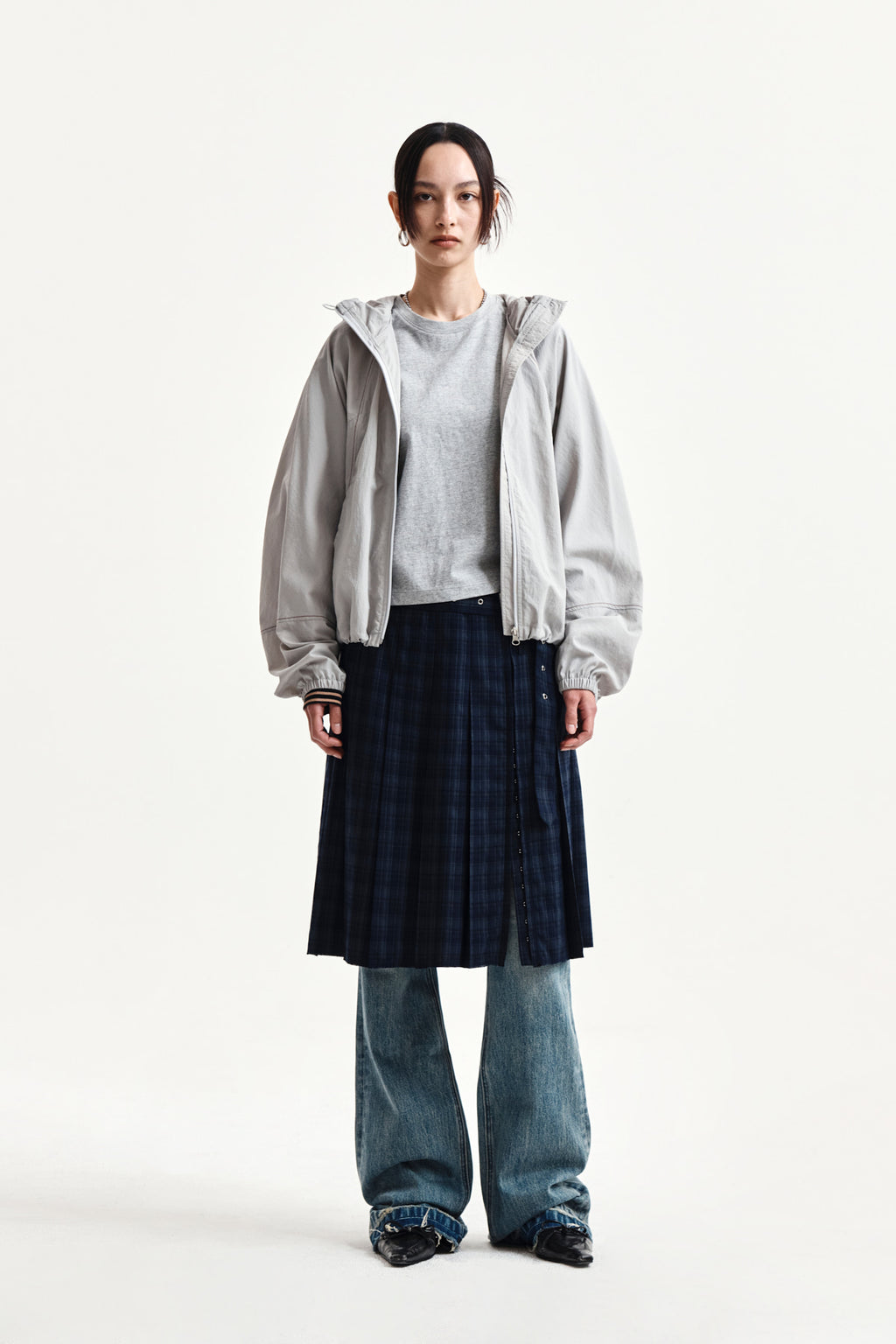 Matin Kim - Cropped Back Logo Hoody Wind Breaker (Light Beige) product image 9 | TRAB K-Fashion Australia