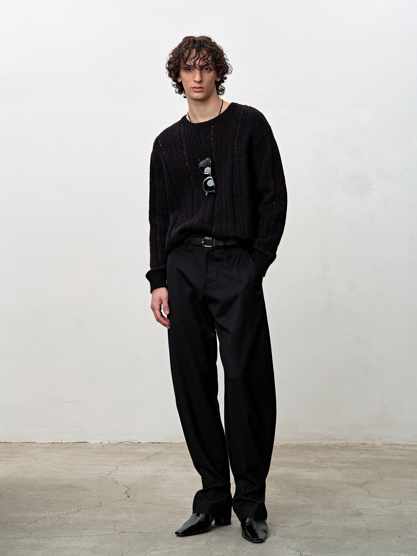 Tonywack - Kid Mohair Distressed Ribbed Sweater (Black) product image 1 | TRAB K-Fashion Australia