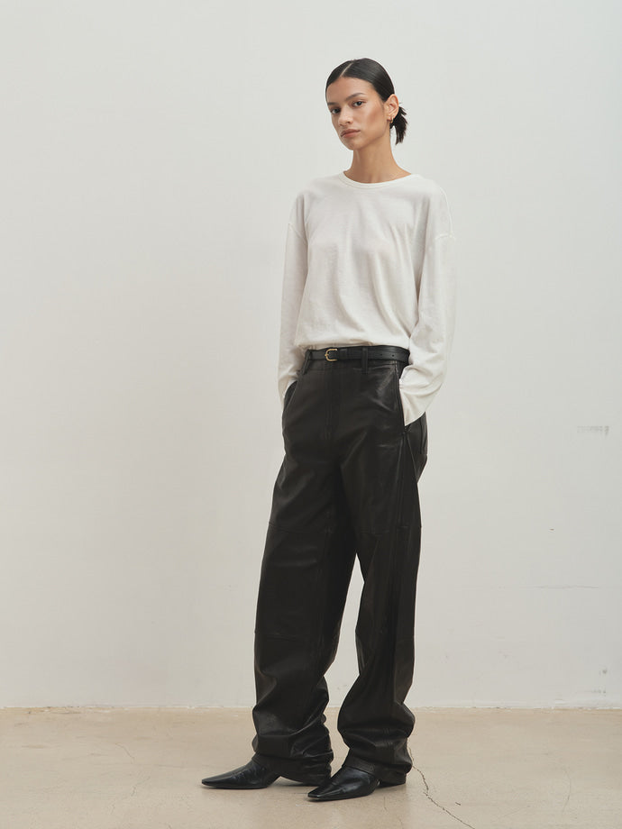 Tonywack - Vegetable Tanned Leather Rounded Leg Pants (Black) product image 5 | TRAB K-Fashion Australia