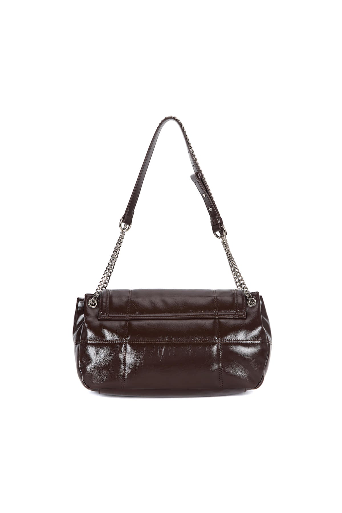 Matin Kim - Glossy Quilting Medium Chain Bag (Dark Brown) product image 2 | TRAB K-Fashion Australia