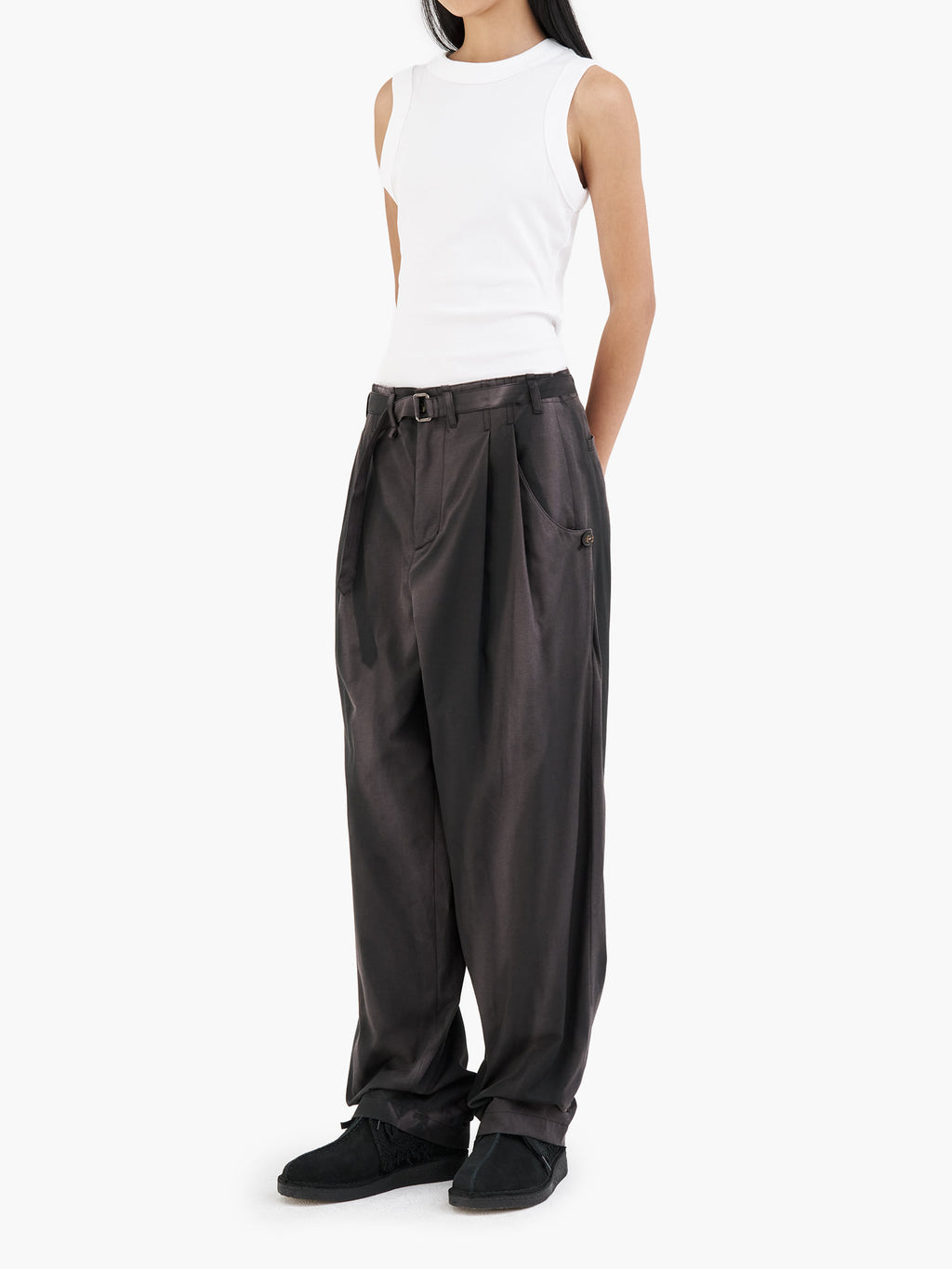 Jiyong Kim - Sun-Bleached Belted Wide Trousers (Black) product image 3 | TRAB K-Fashion Australia
