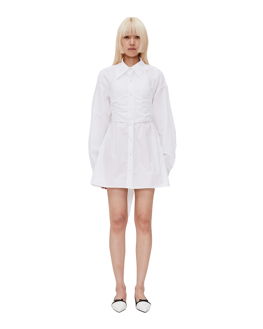 Kimhe Kim - Double Layered Cotton Shirt Dress (White) product image 1 | TRAB K-Fashion Australia