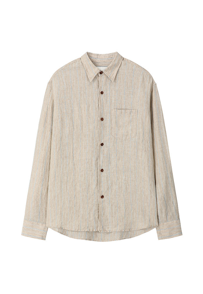 Art if acts - Linen Stripe Pocket Shirt (Beige) product image 6 | TRAB K-Fashion Australia