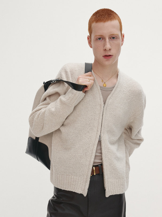 Tonywack - Baby Alpaca Brushed Zip Cardigan (Ecru) product image 3 | TRAB K-Fashion Australia