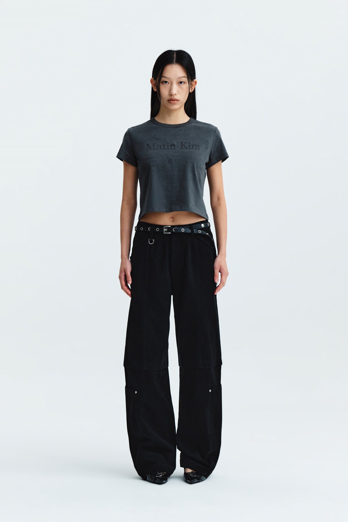 Matin Kim - Patch Pocket Washed Cargo Pants (Black) product image 5 | TRAB K-Fashion Australia