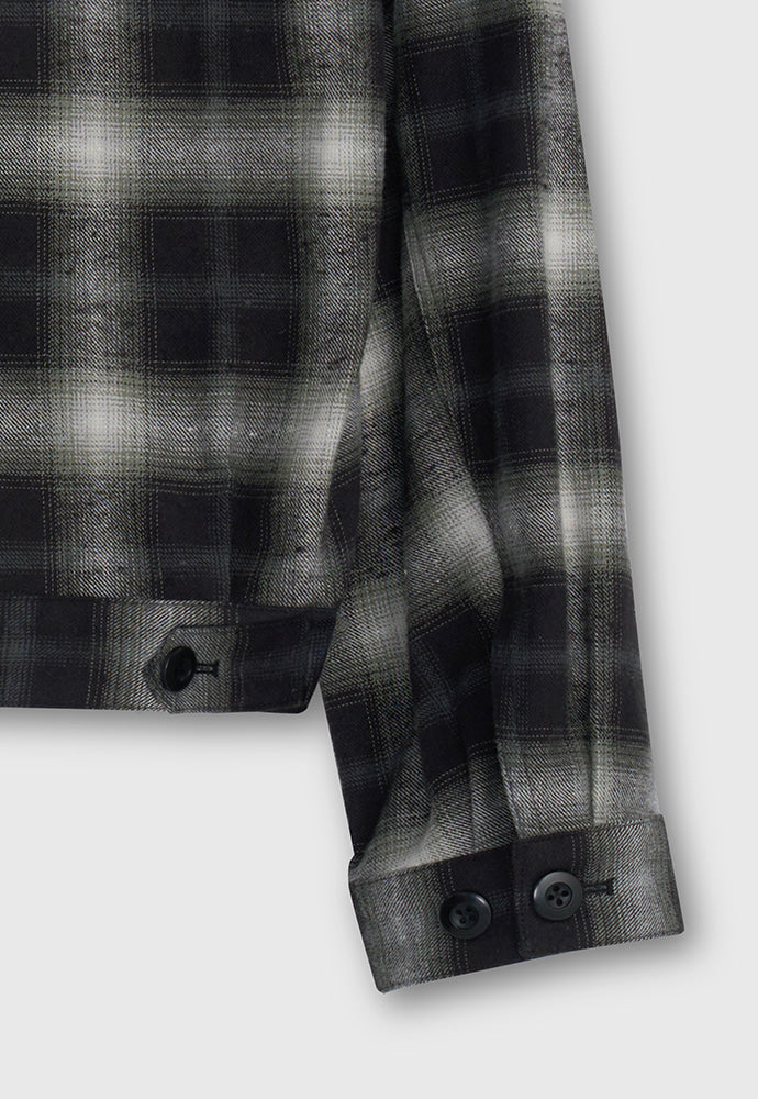 Tonywack - Brushed-Effect Check Shirt Blouson Japanese Fabric (Black/Ecru) product image 7 | TRAB K-Fashion Australia