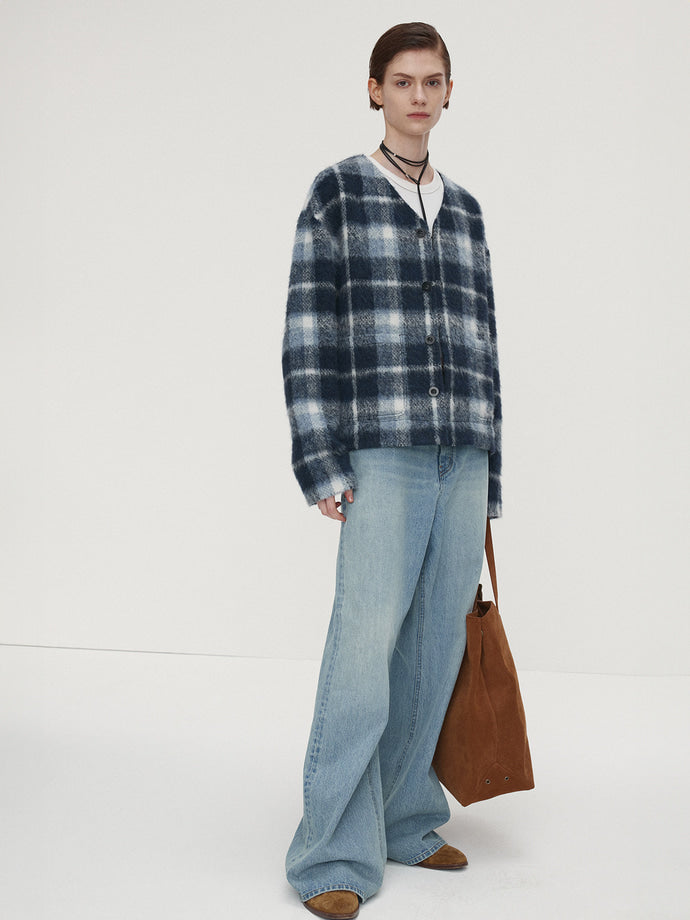 Tonywack - Checked Wool Mohair Blouson (Italian Fabric) (Blue) product image 3 | TRAB K-Fashion Australia