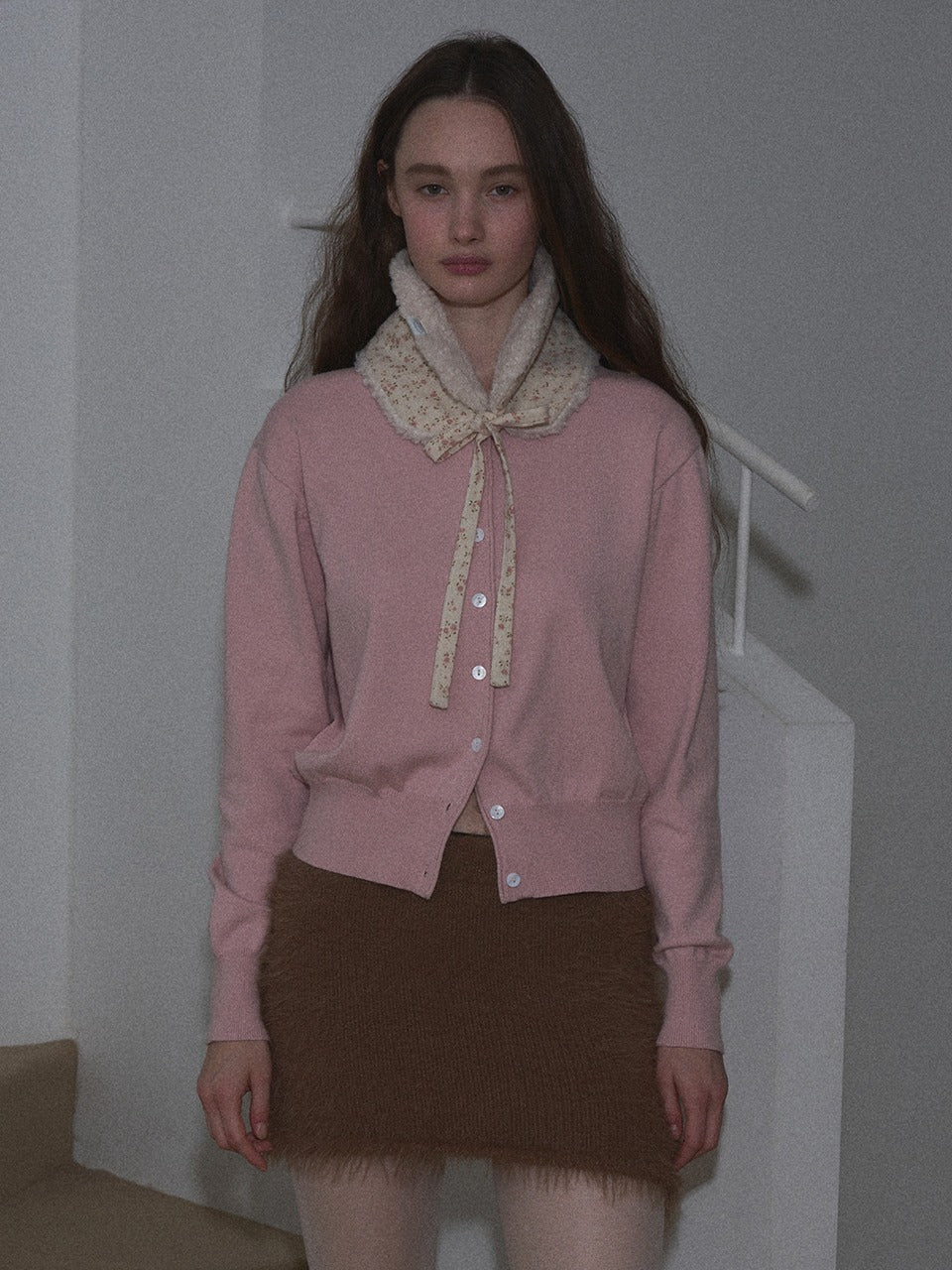 Margarin Fingers - Hairy Knit Mini Skirt (Brown) product image 1 | TRAB K-Fashion Australia