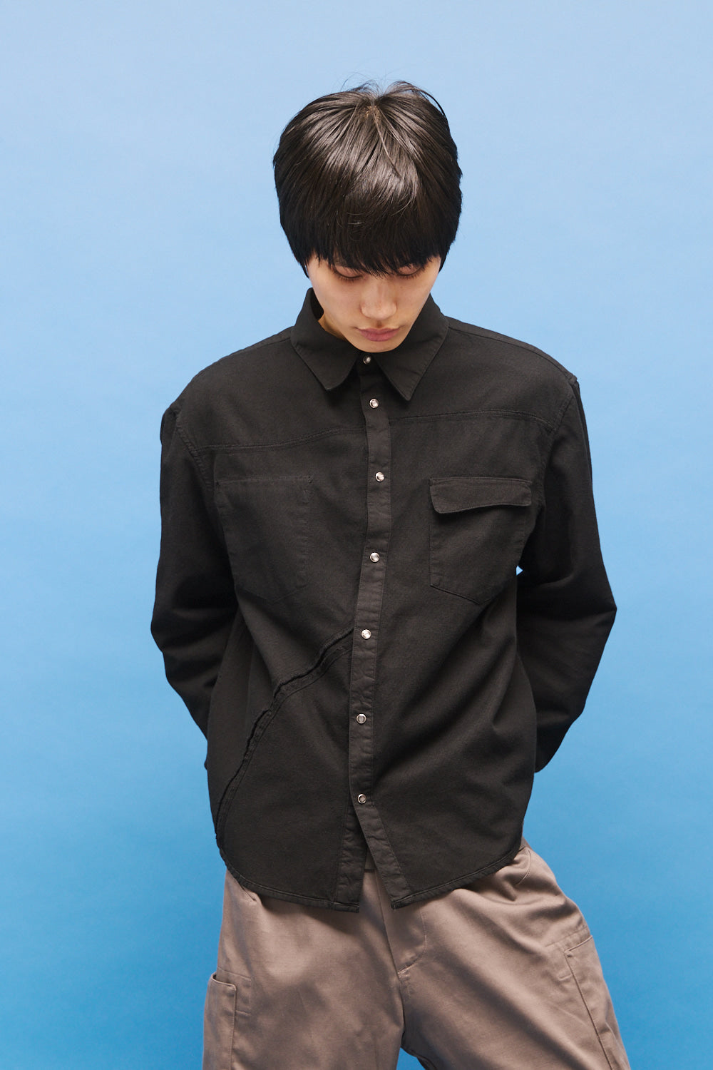 Hatchingroom - Reverse Western Shirt Gauze (Over Dyed Black) product image 12 | TRAB K-Fashion Australia