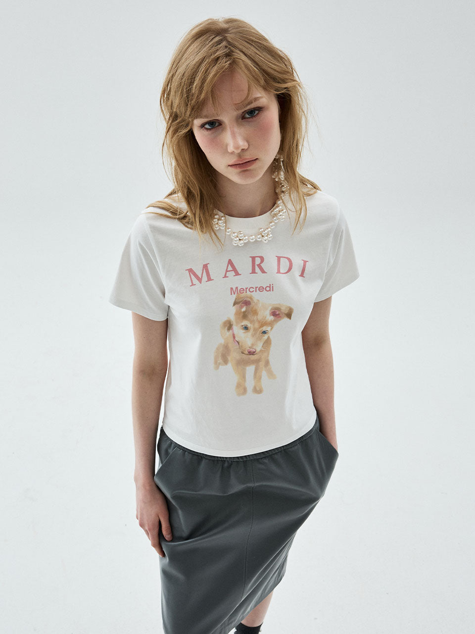 Mardi Mercredi - Slim Tshirt Nez Tout Rose 02 (Ivory Indipink) product image 1 | TRAB K-Fashion Australia