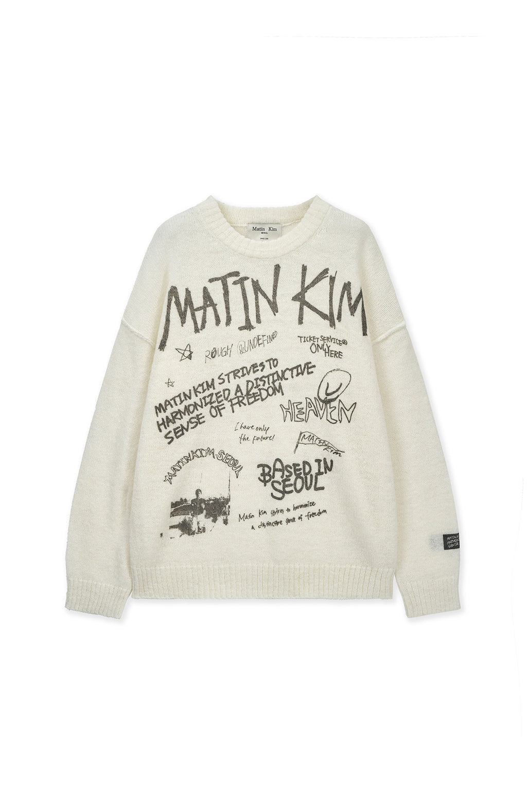 Matin Kim - Graffiti Artwork Knit Pullover (Ivory) product image 1 | TRAB K-Fashion Australia