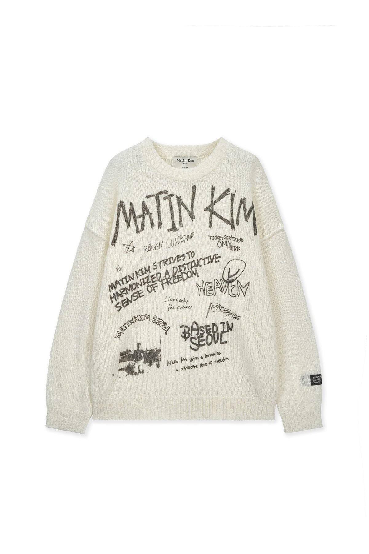 Matin Kim - Graffiti Artwork Knit Pullover (Ivory) product image 1 | TRAB K-Fashion Australia