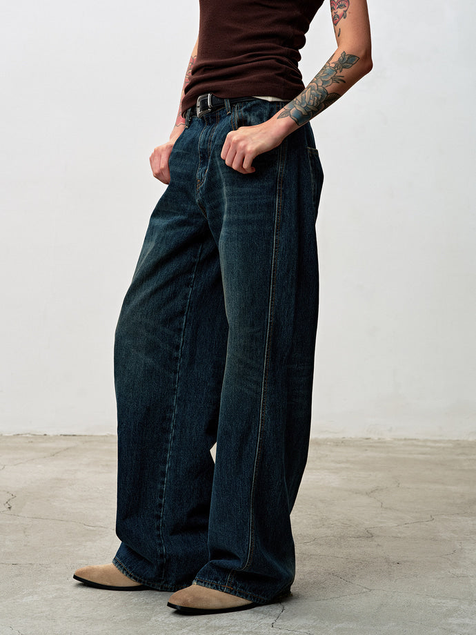 Tonywack - Oversized Wide-Leg Denim Jeans (Washed Mid Blue) product image 6 | TRAB K-Fashion Australia