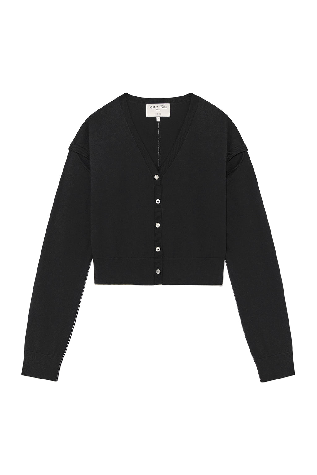 Matin Kim - Slit Detail Button Cardigan (Black) product image 1 | TRAB K-Fashion Australia