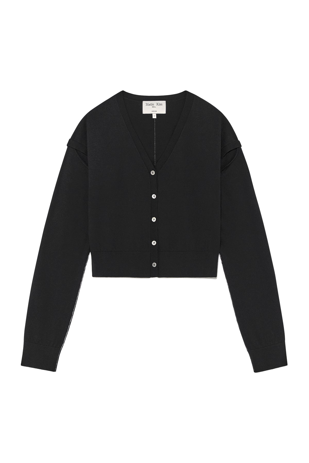 Matin Kim - Slit Detail Button Cardigan (Black) product image 1 | TRAB K-Fashion Australia