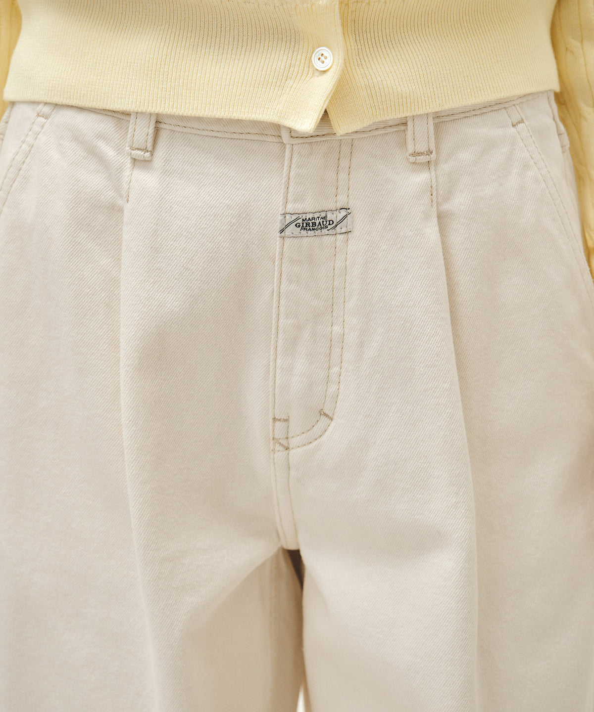 Marithe & Francois Girbaud - Low-waist Tuck Wide Denim Pants (Ecru) product image 2 | TRAB K-Fashion Australia