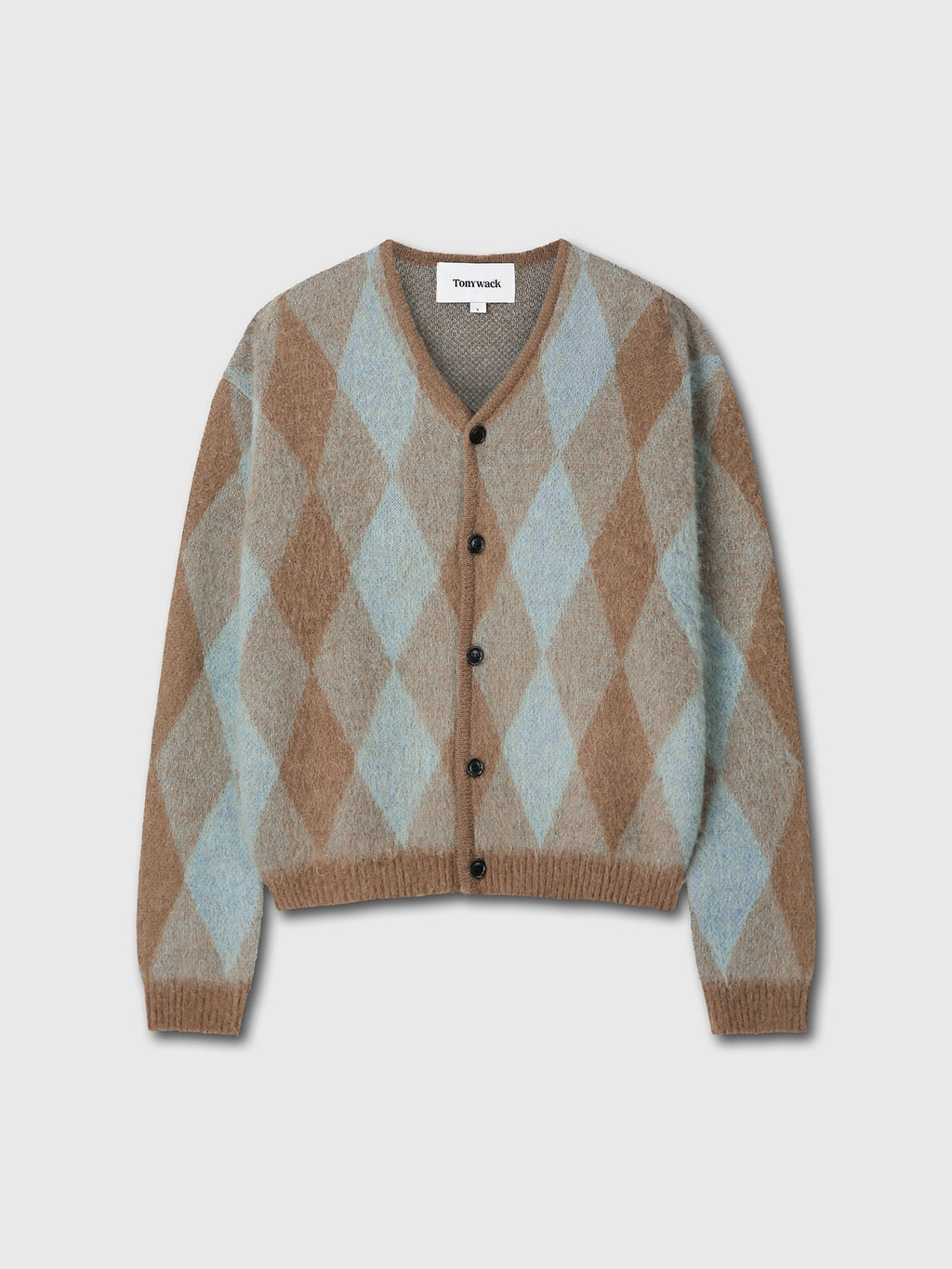 Tonywack - Brushed Mohair Argyle Cardigan (Mint/Taupe) product image 6 | TRAB K-Fashion Australia
