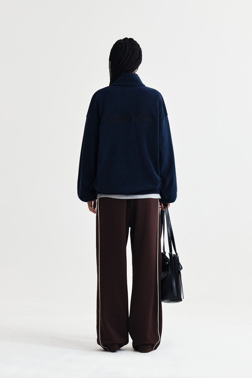 Matin Kim - Sherpa Fleece Half Zip Up Top (Navy) product image 7 | TRAB K-Fashion Australia