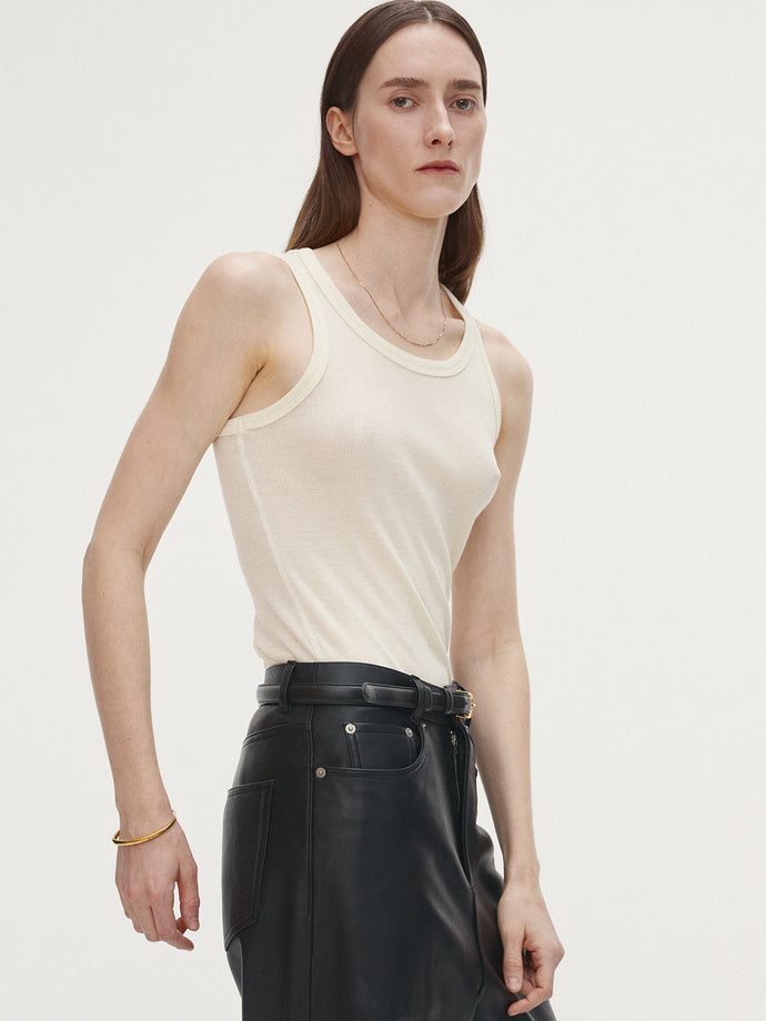 Tonywack - Super Fine Wool Ribbed Sleeveless Japanese Fabric (Ecru) product image 1 | TRAB K-Fashion Australia