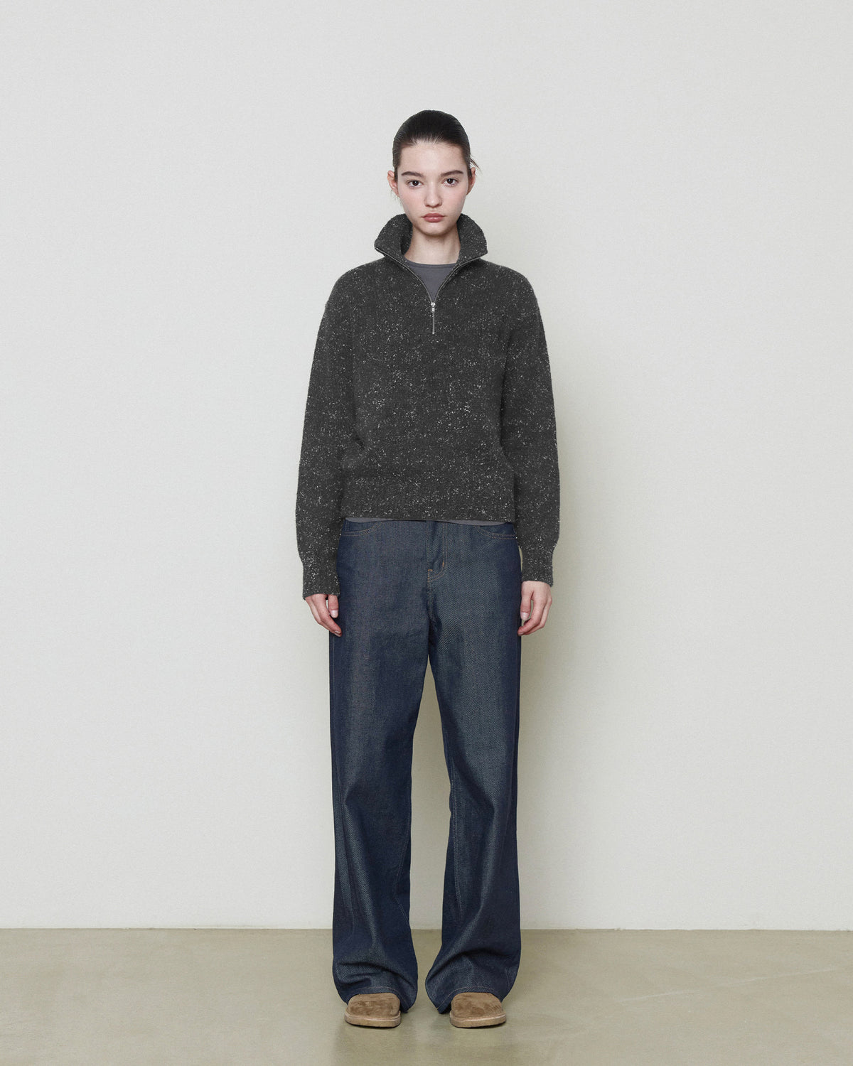 Brownyard - Quarter Zip Up Sweater (Charcoal) product image 1 | TRAB K-Fashion Australia