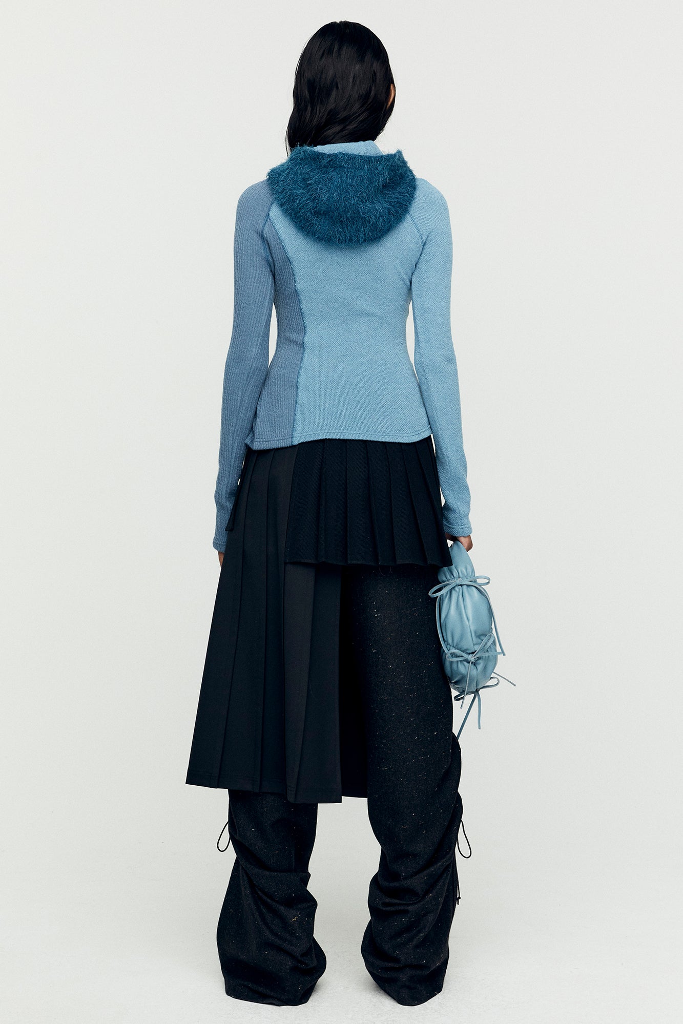 Andersson Bell - (essential) Tight Ribbed Combination Hoodie (Blue) product image 2 | TRAB K-Fashion Australia