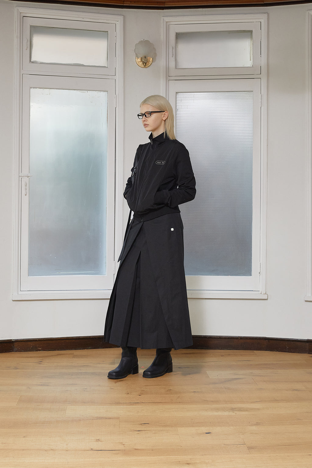 Matin Kim - High Neck Windbreaker Zip Up (Black) product image 6 | TRAB K-Fashion Australia