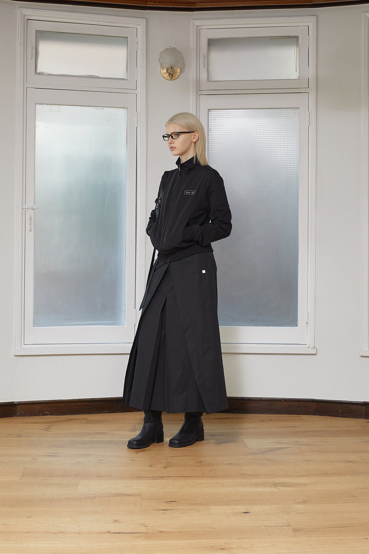 Matin Kim - High Neck Windbreaker Zip Up (Black) product image 6 | TRAB K-Fashion Australia