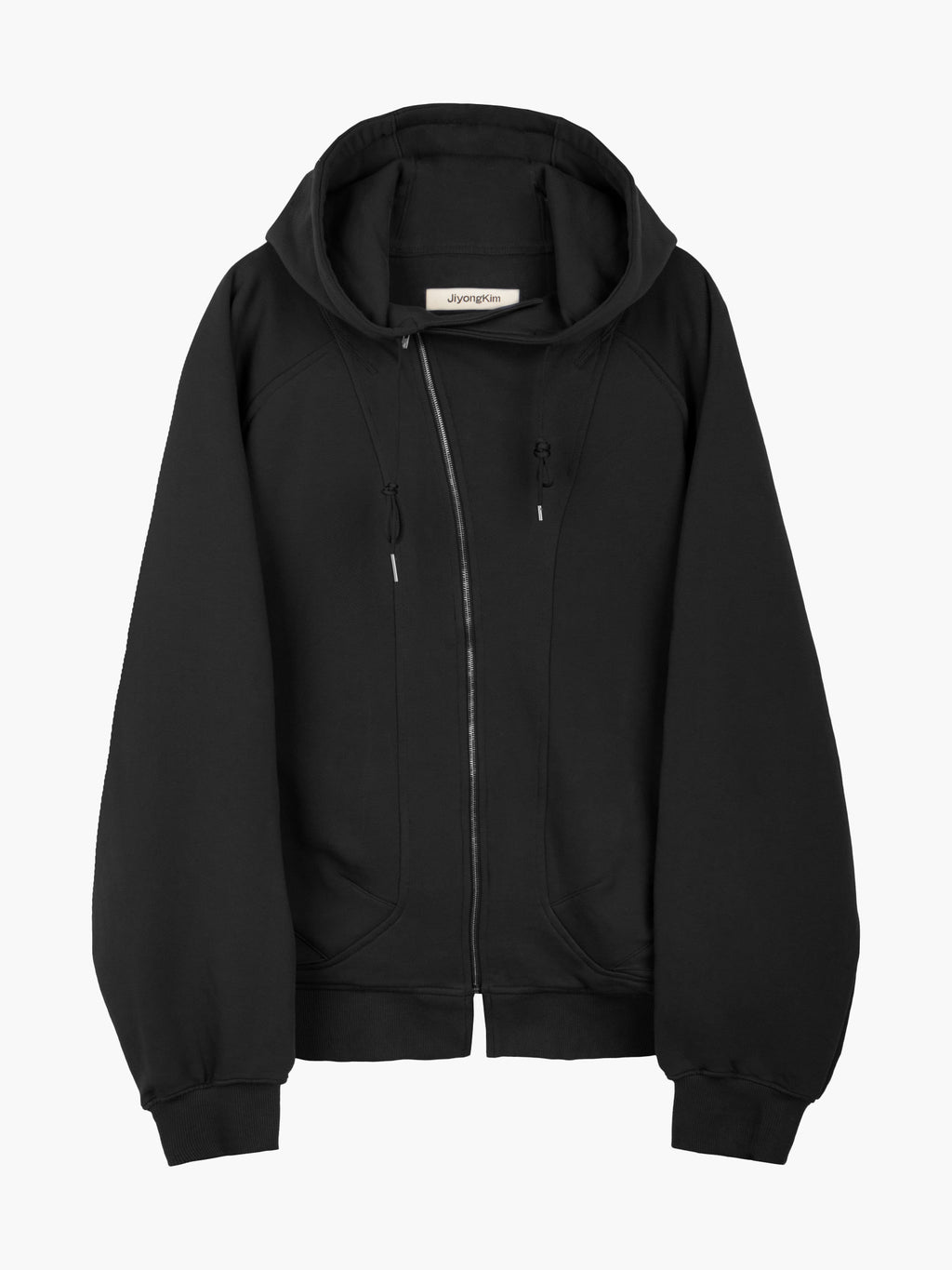 Jiyong Kim - Asymmetric Zip-Up Hoodie (Black) product image 10 | TRAB K-Fashion Australia