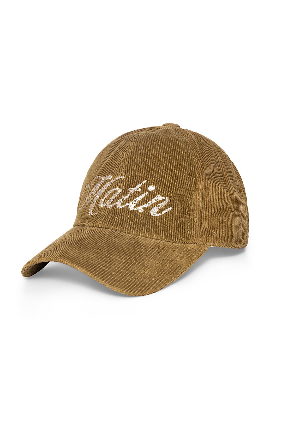 Matin Kim - Matin Cracked Script Corduroy Ball Cap (Khaki) product image 2 | TRAB K-Fashion Australia