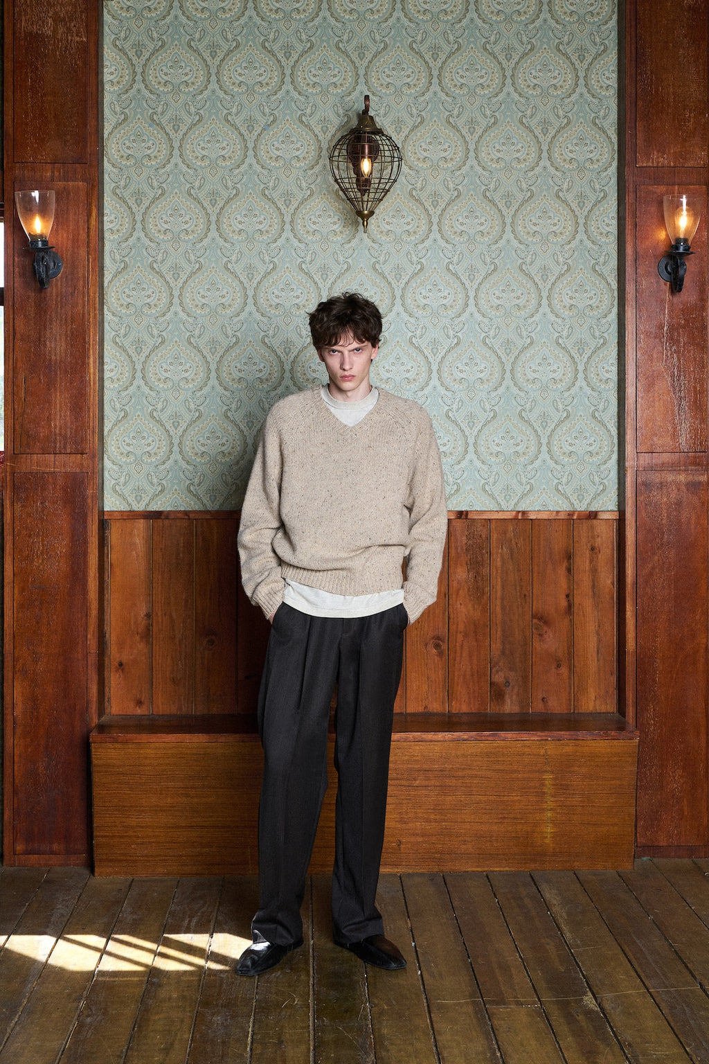STU - Super Fine Wool V-neck Knit (Sand) product image 14 | TRAB K-Fashion Australia