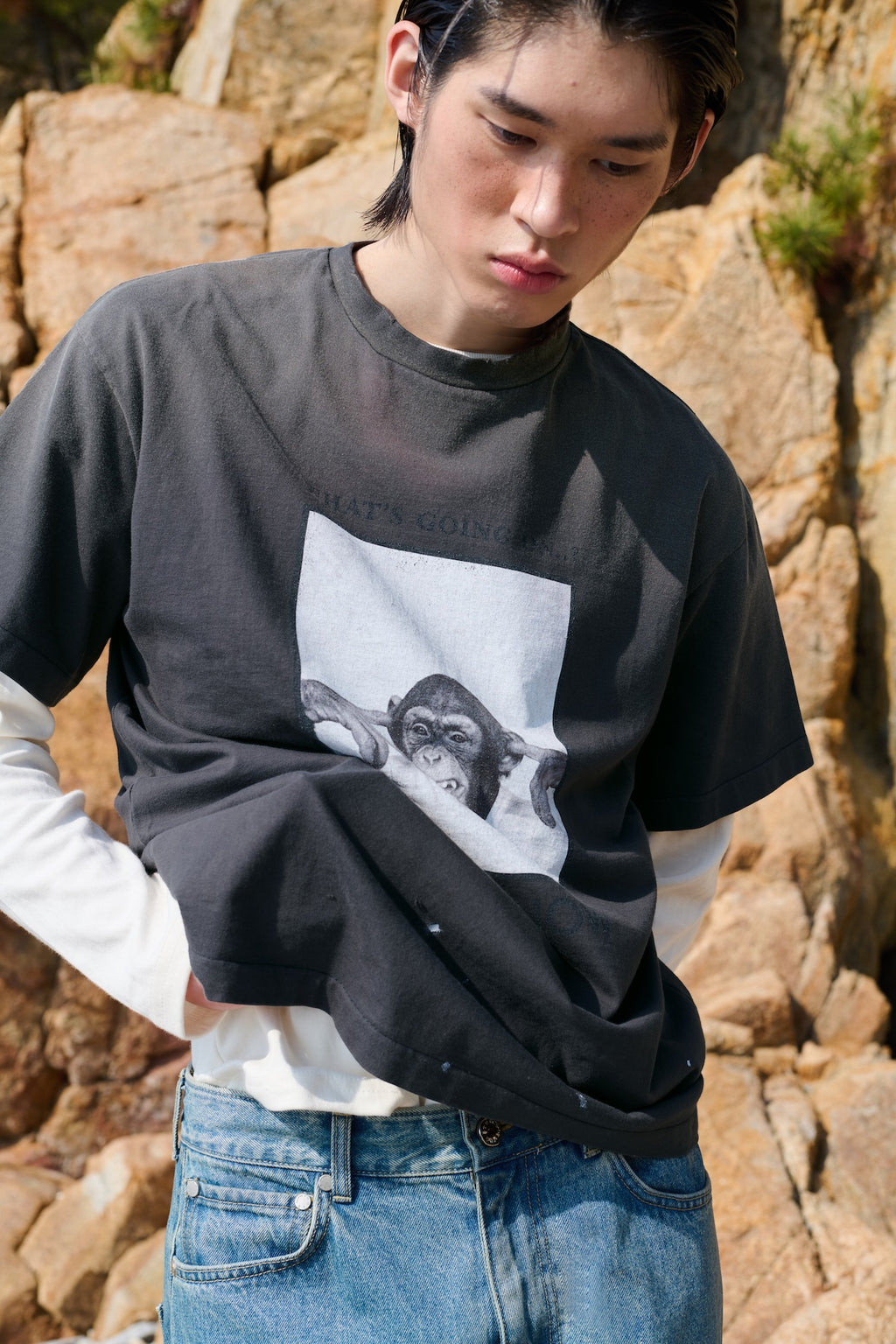 STU - Monkey T-shirt (Charcoal) product image 11 | TRAB K-Fashion Australia