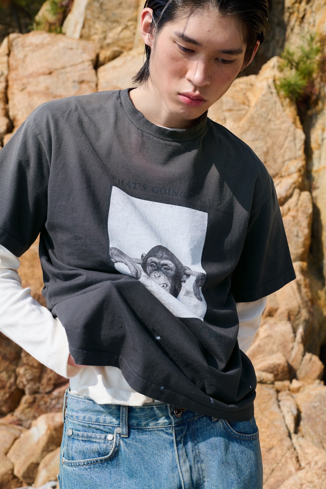 STU - Monkey T-shirt (Charcoal) product image 11 | TRAB K-Fashion Australia