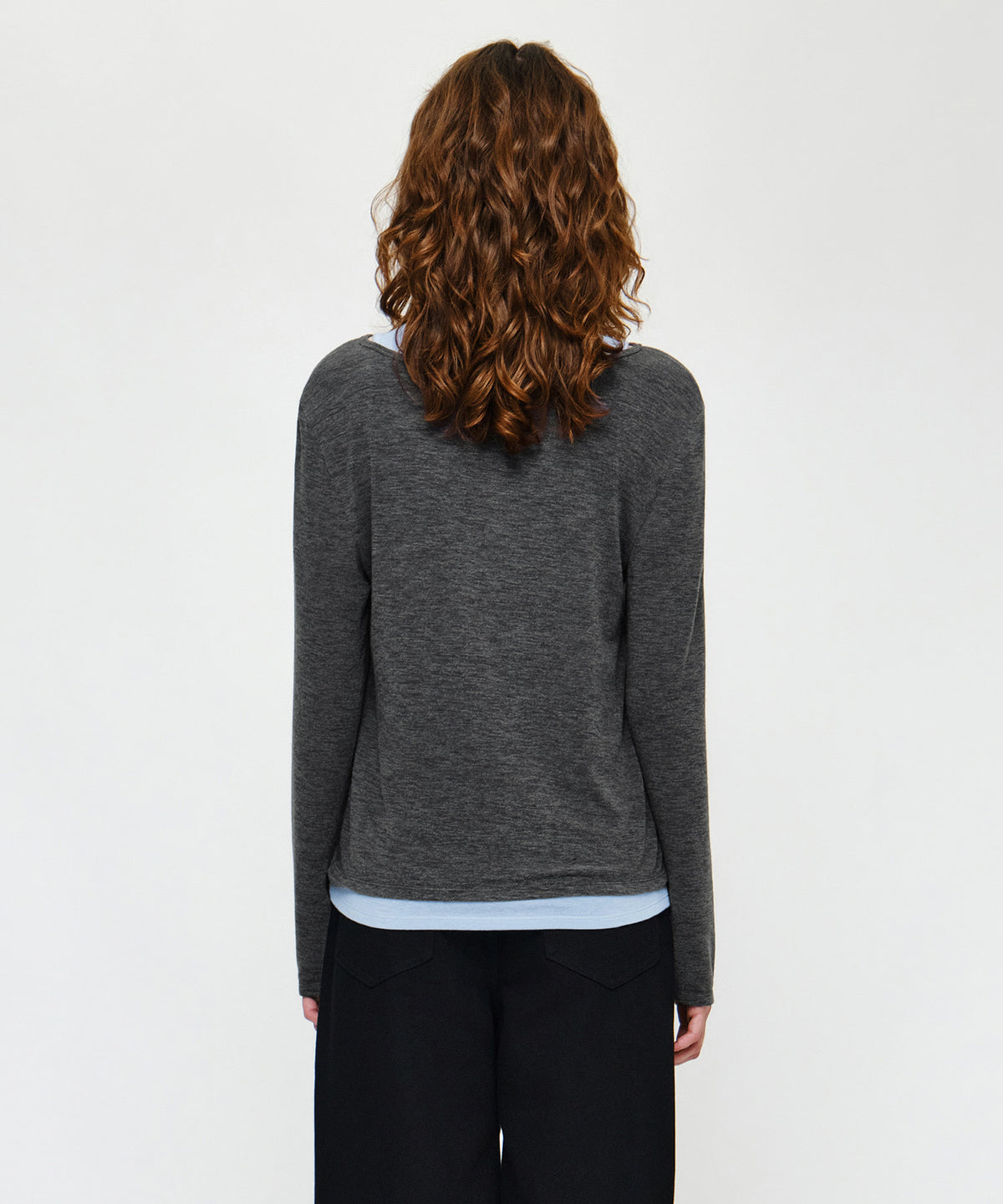 Marithe & Francois Girbaud - Henley Neck Layered Long Sleeve Tee (Charcoal) product image 3 | TRAB K-Fashion Australia