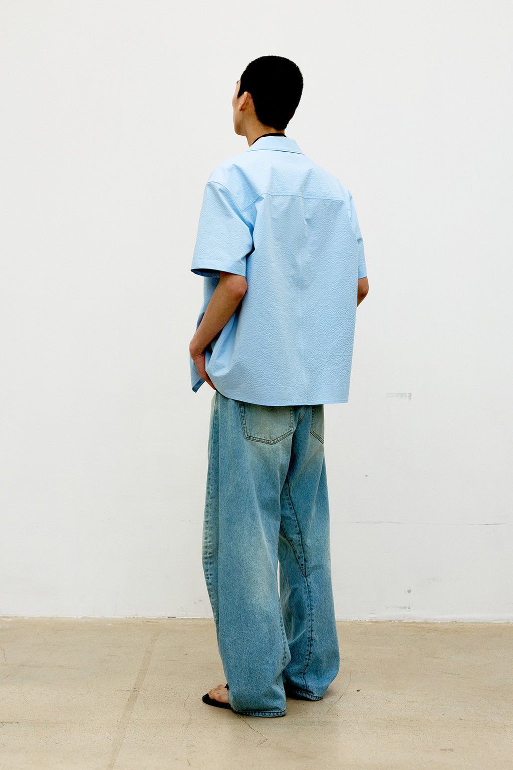 Coor - Panel Line Camp Collar Half Shirt (Sky Blue) product image 4 | TRAB K-Fashion Australia