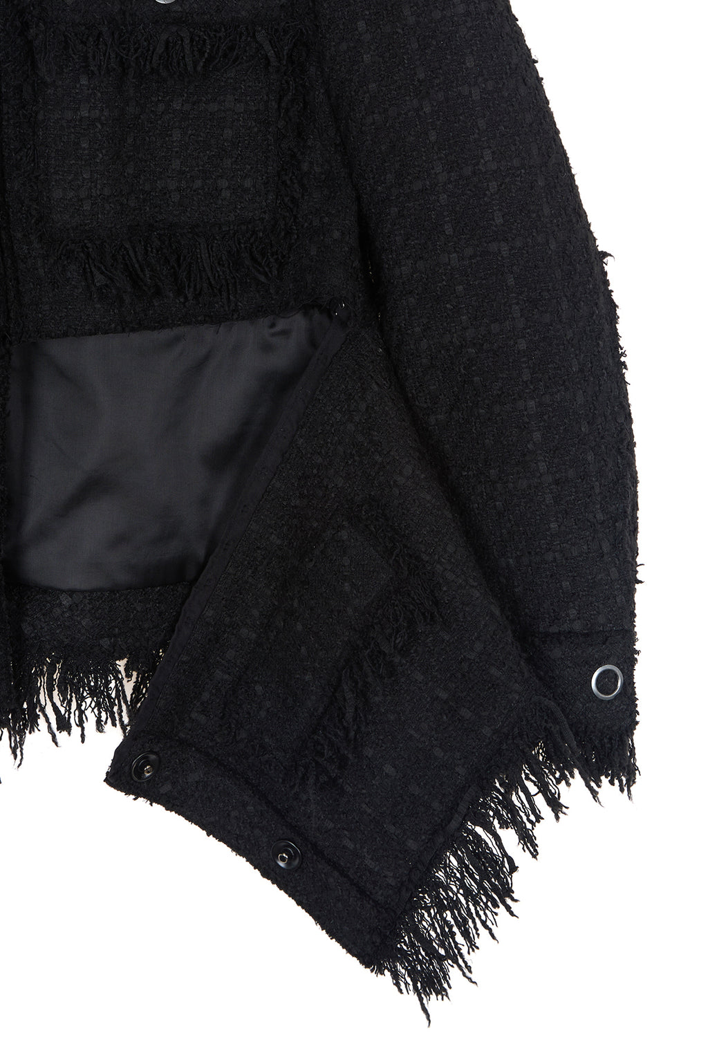 Matin Kim - Two Way Collarless Tweed Jacket (Black) product image 3 | TRAB K-Fashion Australia