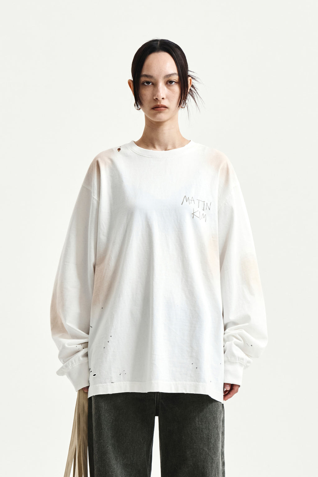 Matin Kim - Vintage Washed Logo Top (Ivory) product image 15 | TRAB K-Fashion Australia