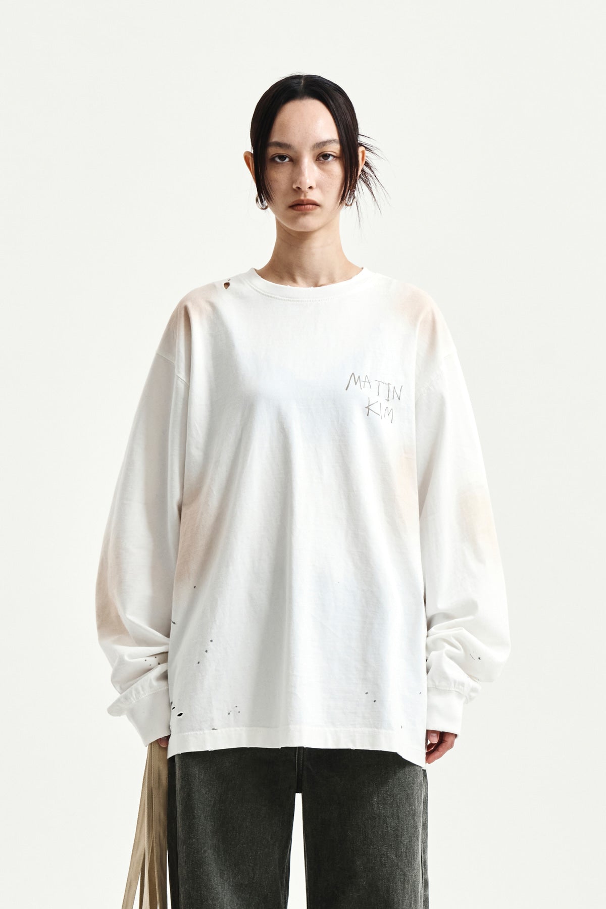 Matin Kim - Vintage Washed Logo Top (Ivory) product image 15 | TRAB K-Fashion Australia