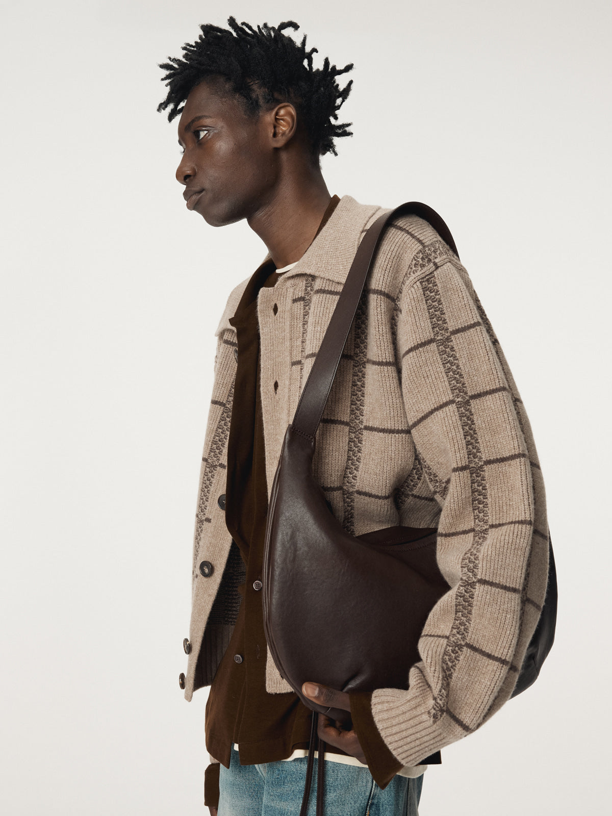 Recto - Square Jaquard Collar Cardigan (Sepia Beige) product image 5 | TRAB K-Fashion Australia