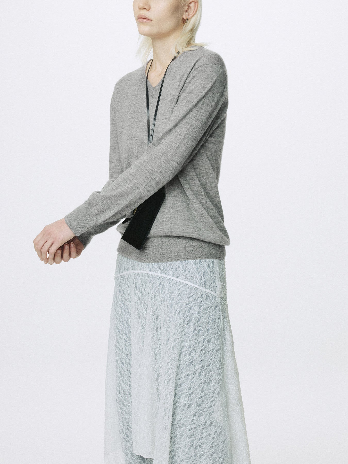 Tonywack - Airy Cashmere V-Neck (Melange Grey) product image 7 | TRAB K-Fashion Australia