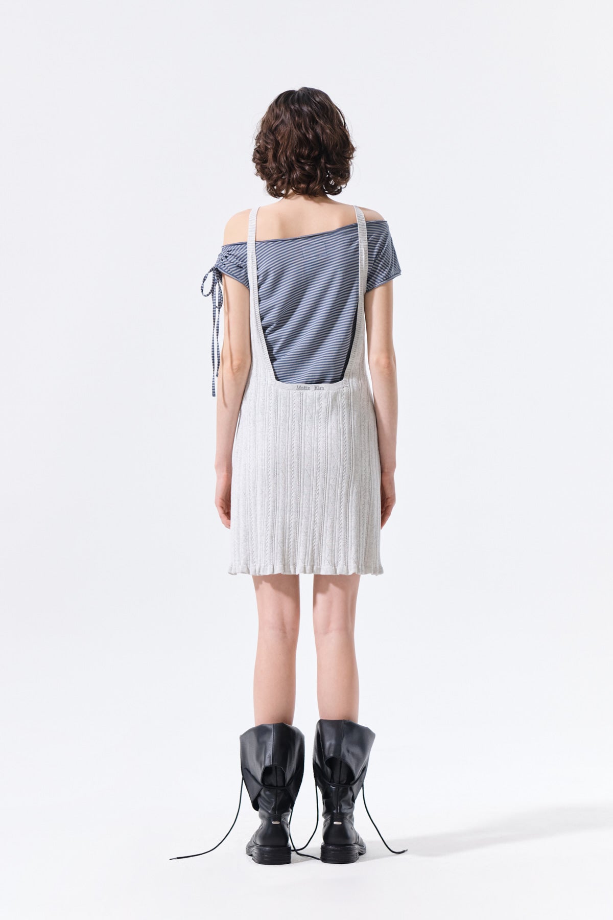 Matin Kim - Open Back Ribbed Knit Dress (Light Grey) product image 8 | TRAB K-Fashion Australia