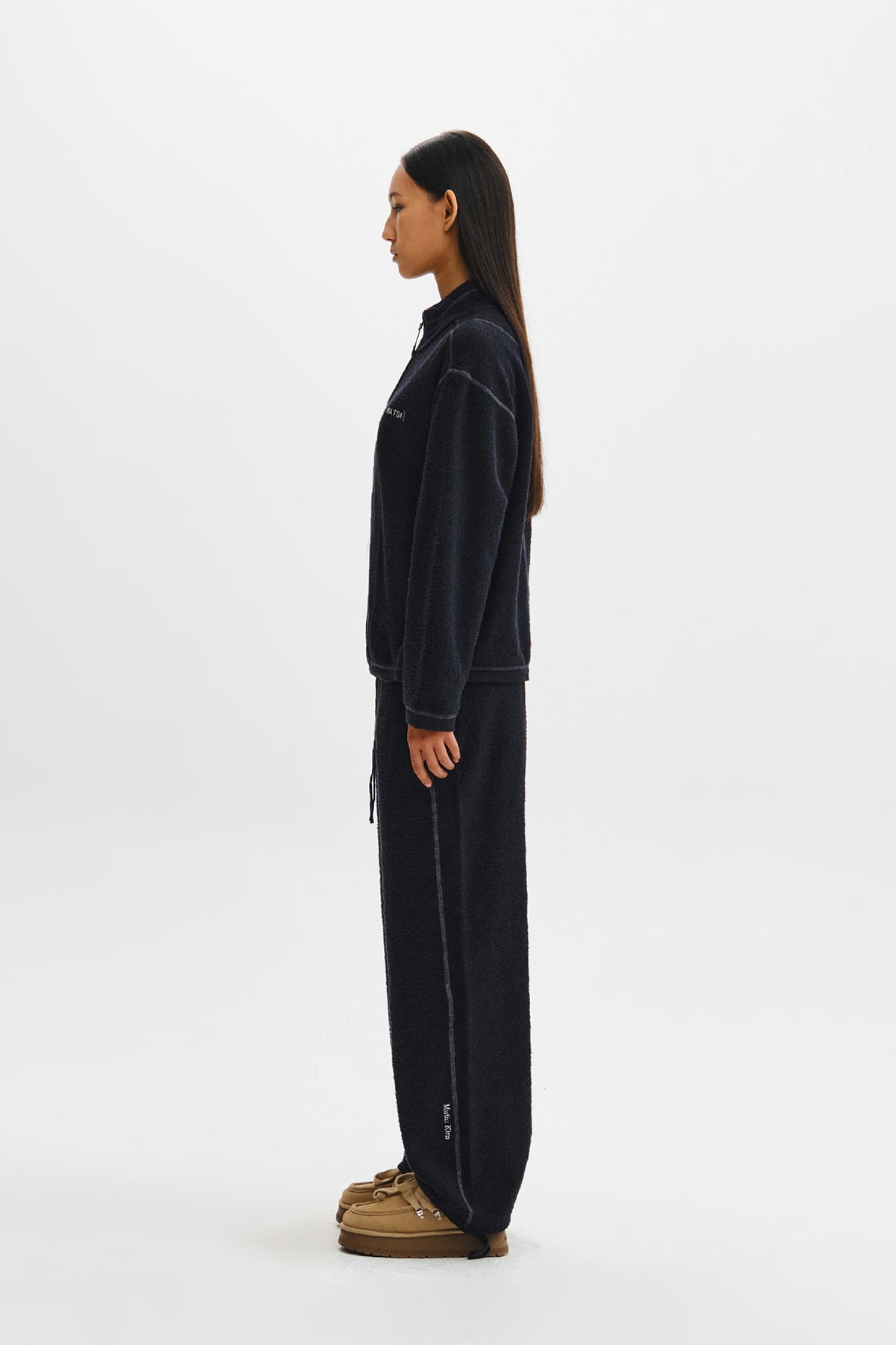 Matin Kim - Boucle Texture Knit Zip Up (Dark Navy) product image 8 | TRAB K-Fashion Australia