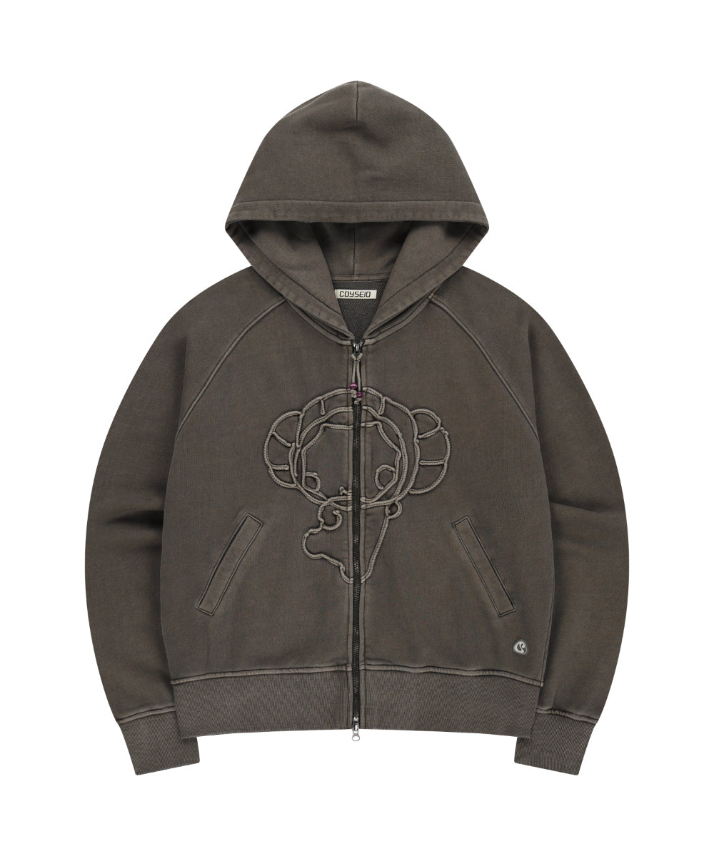 Coyseio - Vintage Tape Hood Zip-Up (Ash Brown) product image 12 | TRAB K-Fashion Australia