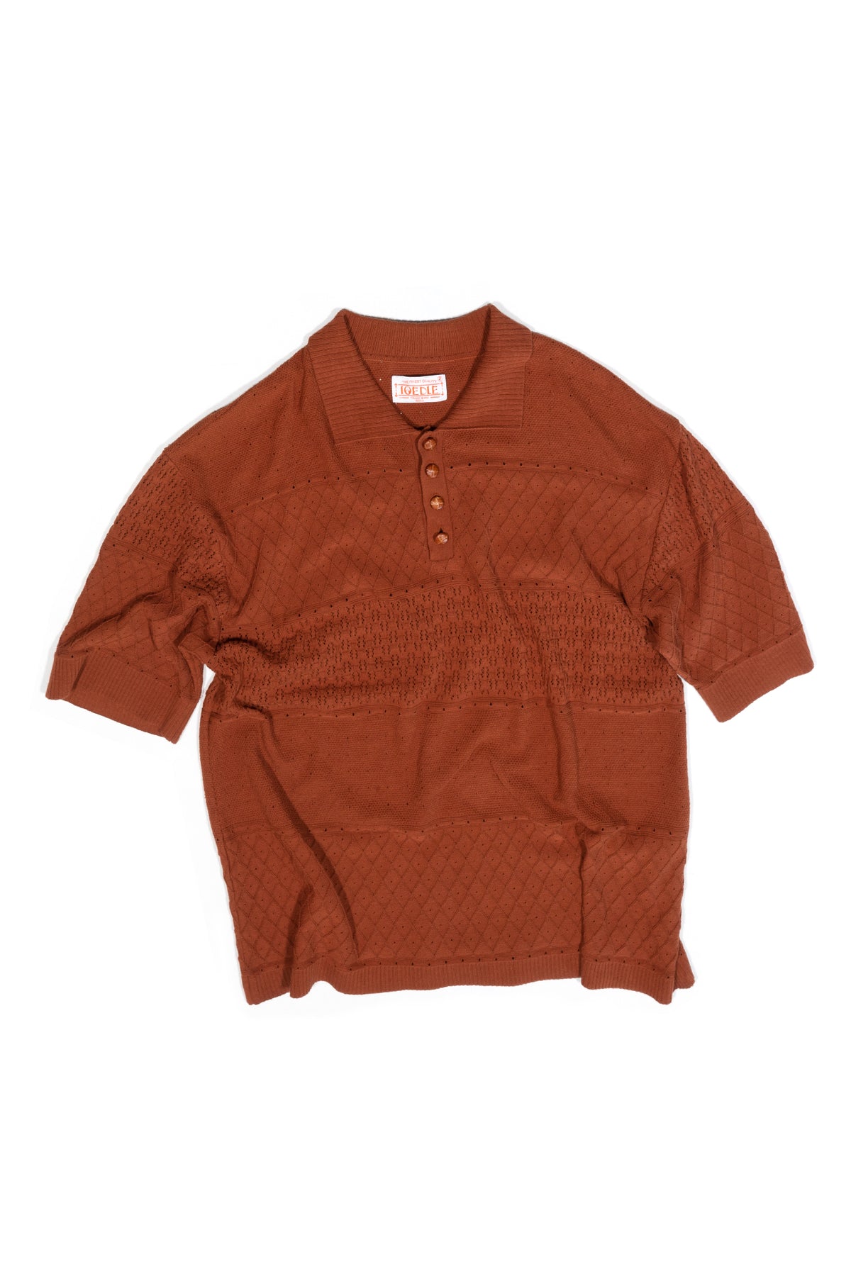 Ioedle - Mesh Short Sleeve Collared Knit (Brown) product image 1 | TRAB K-Fashion Australia