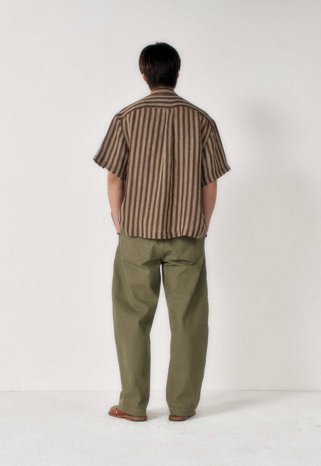 Art if acts - Linen Stripe Camp Half Shirt (Camel) product image 3 | TRAB K-Fashion Australia