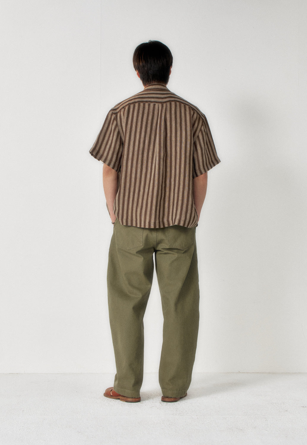 Art if acts - Linen Stripe Camp Half Shirt (Camel) product image 3 | TRAB K-Fashion Australia
