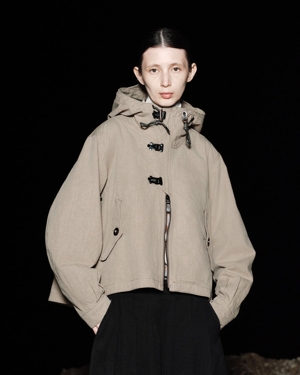 Eastlogue - Deck Hoodied Flare Parka (Sand) product image 2 | TRAB K-Fashion Australia