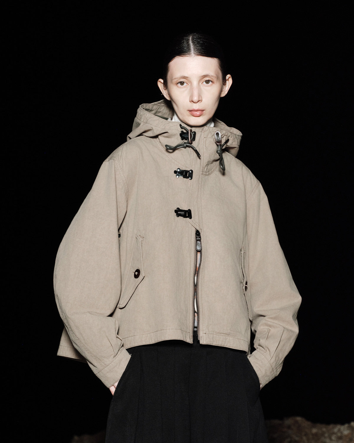 Eastlogue - Deck Hoodied Flare Parka (Sand) product image 2 | TRAB K-Fashion Australia
