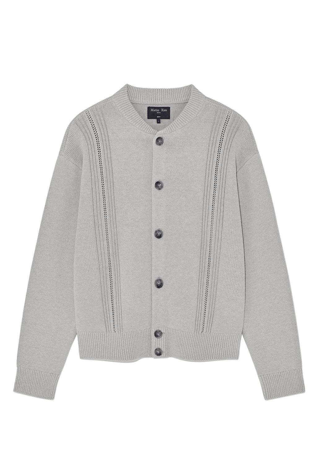 Matin Kim - Punching Line Point Round Neck Cardigan (Black) product image 13 | TRAB K-Fashion Australia